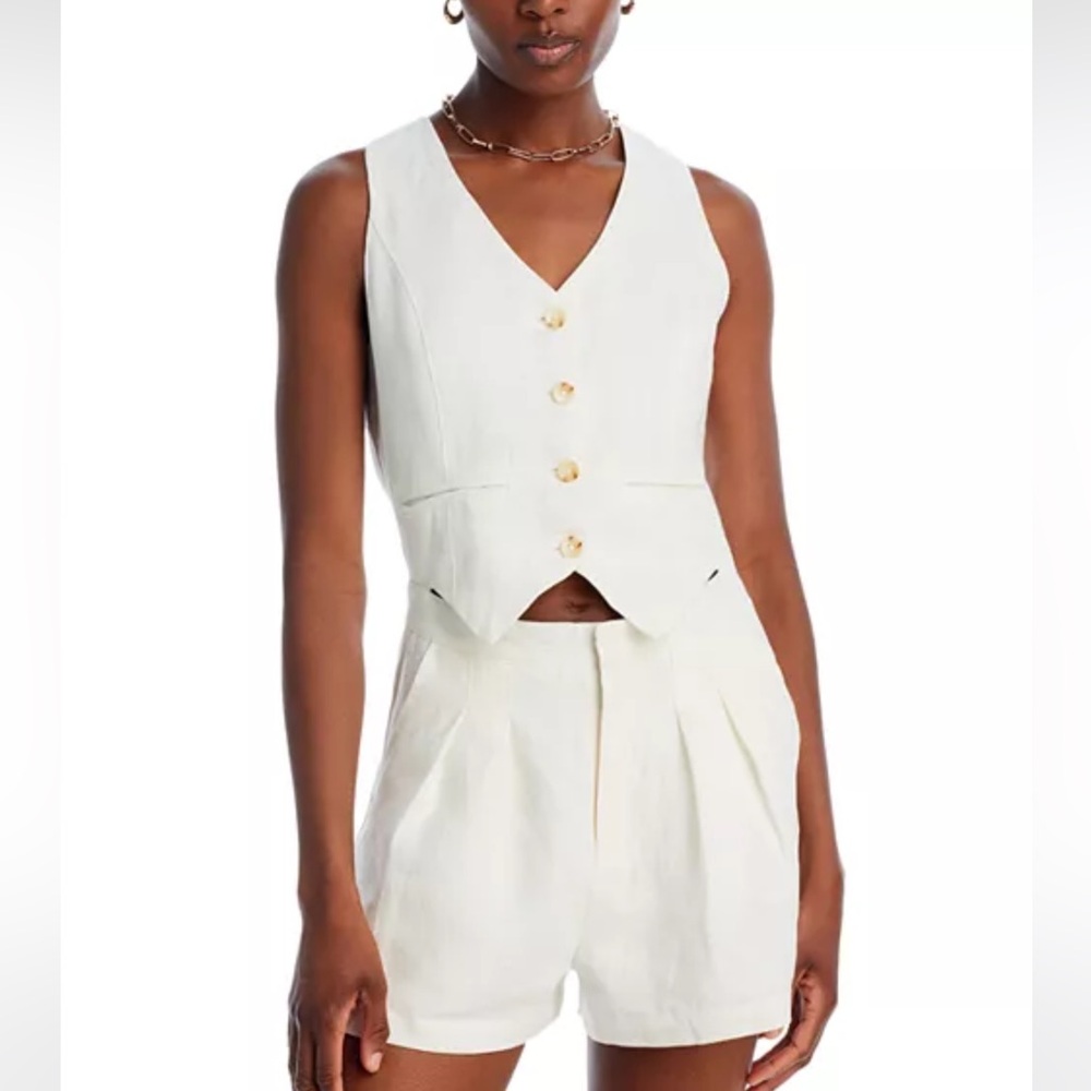BLANK NYC Summer Time Vest Romper Linen In White Size M